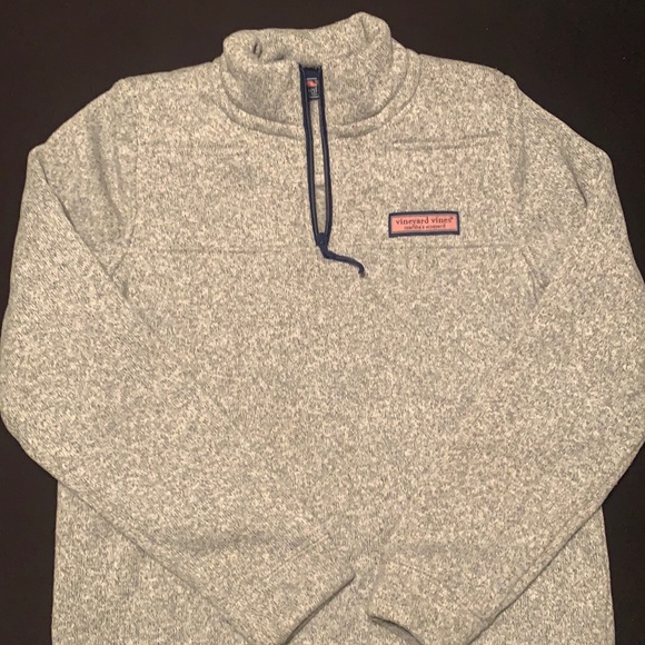 Unisex Youth VINEYARD VINES Med 12-14 Long Sleeve 1/4 Zip Pullover Heather Grey - Picture 1 of 5